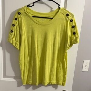 LOFT Bright Green Button-Shoulder Tee